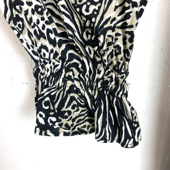 & Other Stories Flowy Leopard Print Mini Dress Puff Sleeves Side Tie Skirt 4 - Picture 7 of 16